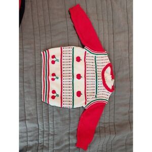 Vintage Sears Toddler Sweater With Apples And Cherries 27-32lbs